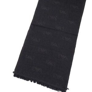 EMPORIO ARMANI Vintage Logo Monogram Dark Grey Men's Scarf VWT